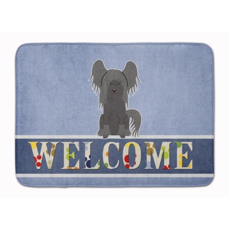 Carolines Treasures Chinese Crested Black Welcome Machine Washable Memory Foam Mat BB5693RUG